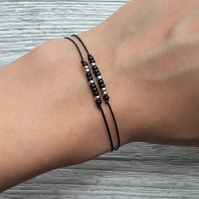 [ENTP debater] MBTI type 16 personality. Morse code. Strap bracelet. birthday present - Bracelets - Other Materials Black