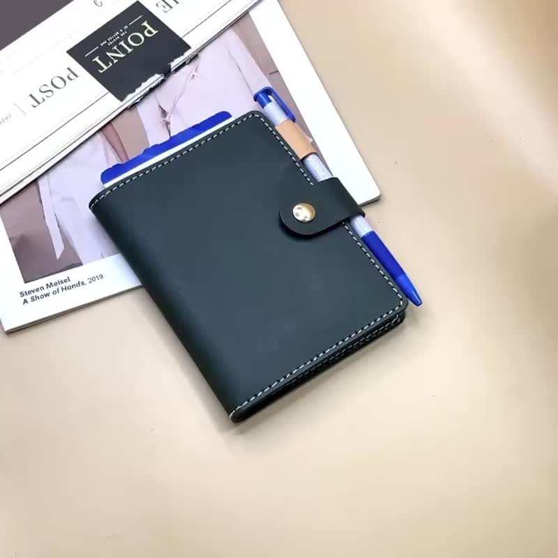 Genuine leather passport holder with pen holder, passport holder can be customized with hot stamping/embossing - Passport Holders & Cases - Genuine Leather 