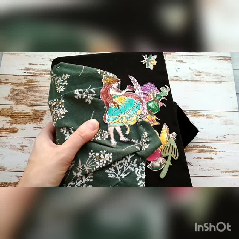 Forest junk journal handmade Fairy notebook Magic forest witch grimoire thick - สมุดบันทึก/สมุดปฏิทิน - กระดาษ สีดำ