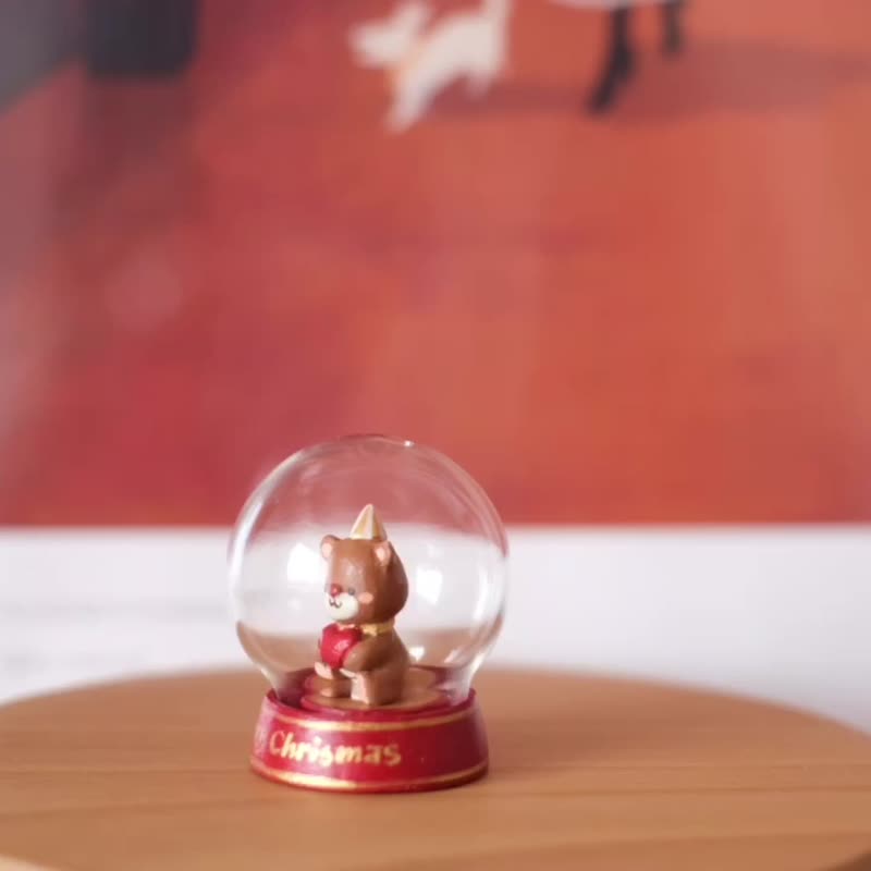 【棉花星球】復古玩具系列-聖誕小熊水晶球 - 公仔模型 - 黏土 咖啡色