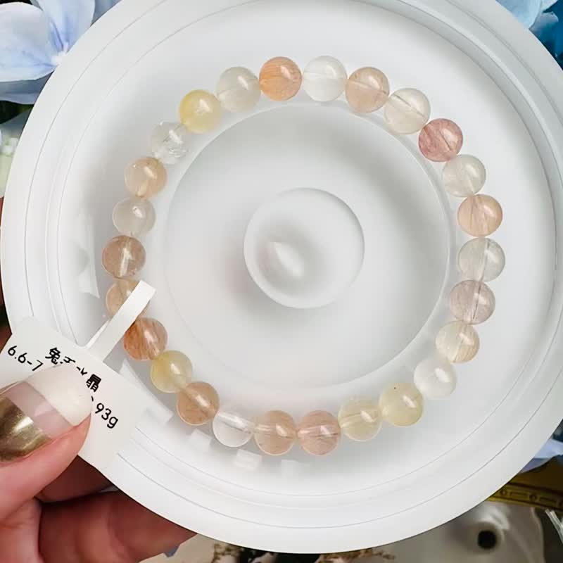 小精品拉絲氣質彩兔毛水晶6.6-7.1mm12.93g細絲星閃氣質首選 - 手鍊/手環 - 水晶 多色