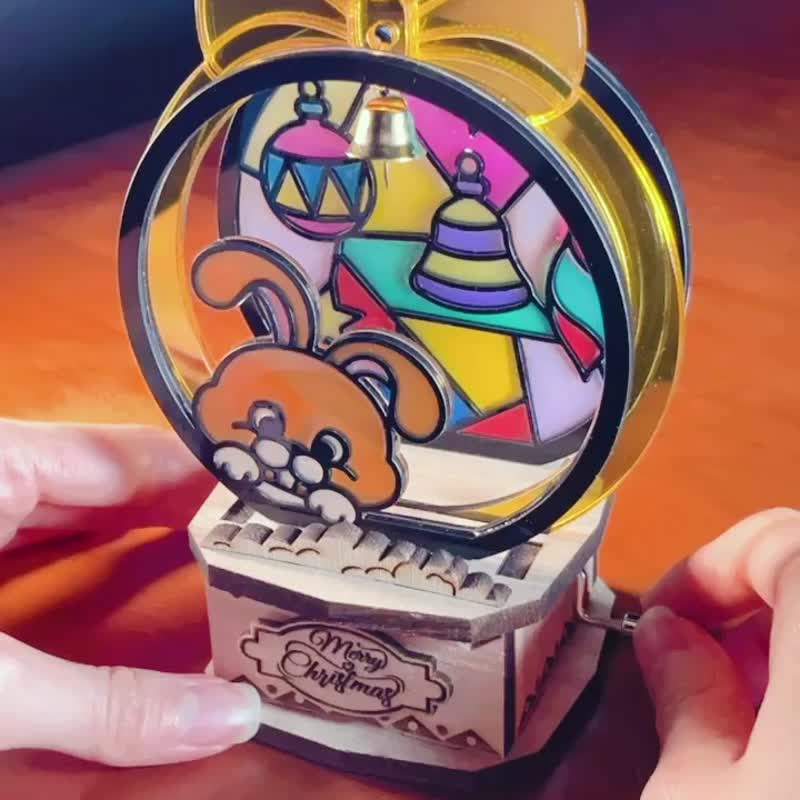 聖誕彩繪音樂盒-兔仔版【聖誕禮物】【客製化禮物】【聖誕禮盒】 - 擺飾/家飾品 - 壓克力 多色