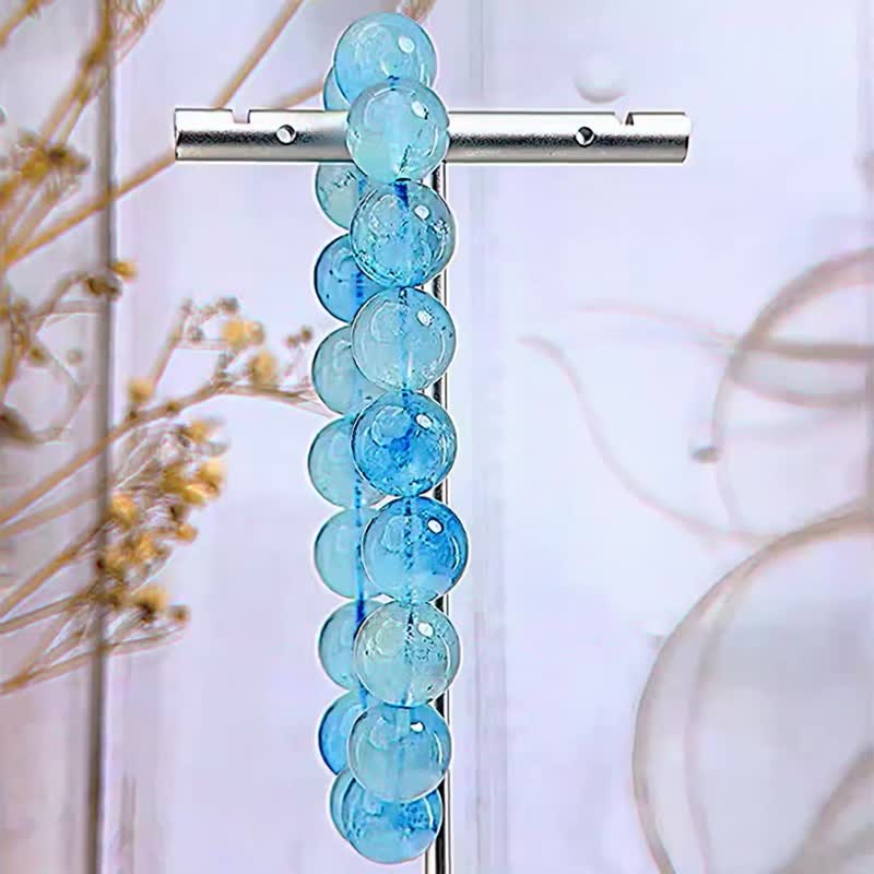 【透體海藍寶石】高品透料海藍寶 水晶手鍊手串/一物一拍 - 手鍊/手環 - 水晶 藍色