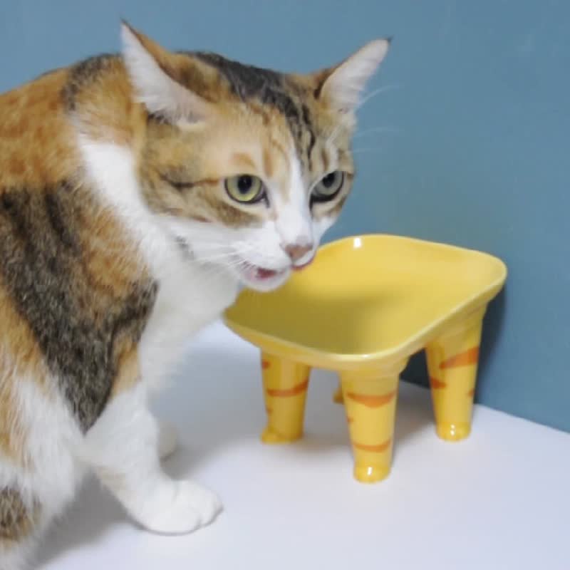 陶瓷寵物腳腳碗 寵物碗 貓碗 狗碗 淺口碗 碗架 - 寵物碗/碗架 - 陶 多色