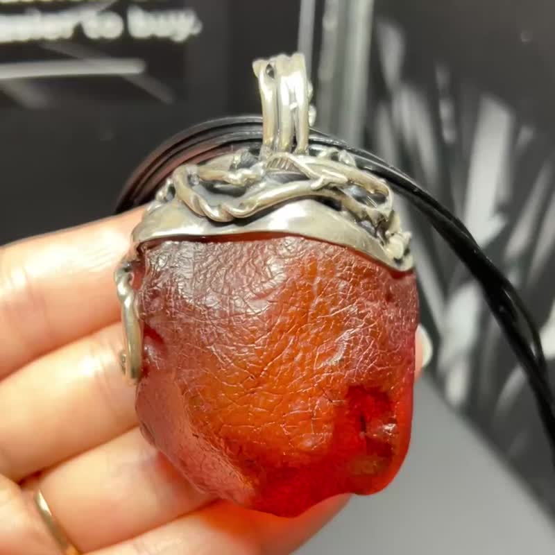 歐款新貨 天然波羅的海海漂蜜蠟項鏈 全皮原石 s925銀鑲嵌 蜜蠟尺 - 手鍊/手環 - 水晶