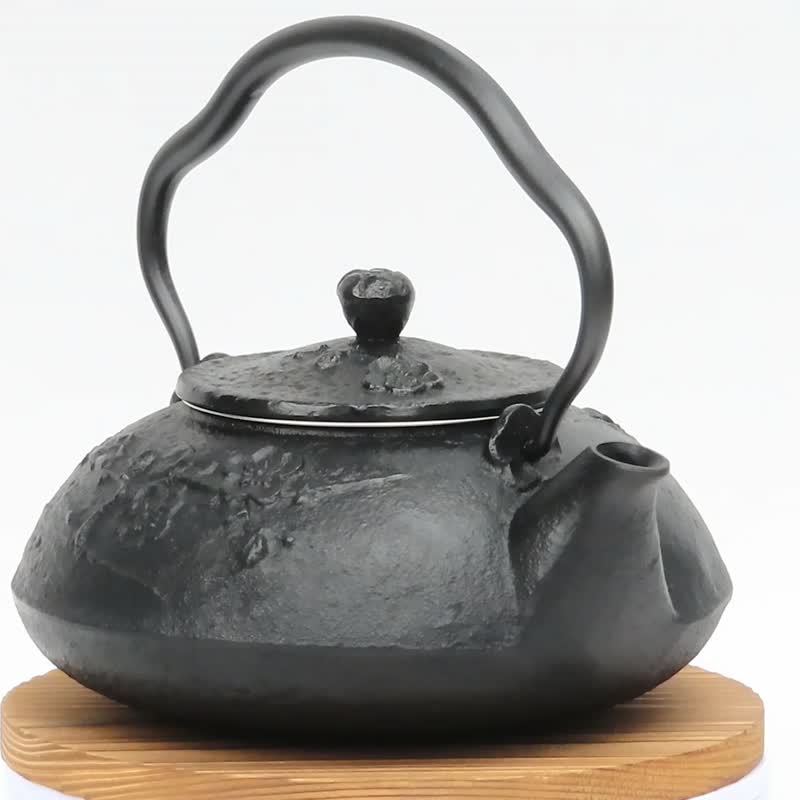 Nanbu tekki multipurpose tetsubin cast iron kettle teapot plum blossoms 0.5L BLK - Teapots & Teacups - Other Metals Black