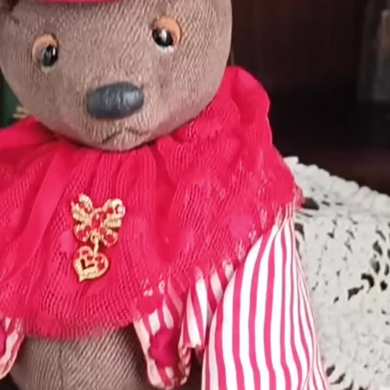 Handmade Collectible Teddy Bear OOAK plushinnes toy home decor 手工泰迪熊 DIY手工 - Stuffed Dolls & Figurines - Other Materials Multicolor