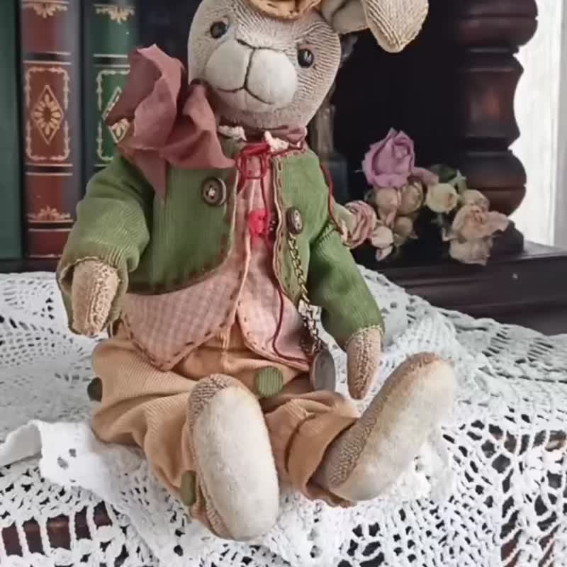 Handmade Collectible Teddy Bear OOAK plushinnes toy gift home decor art DIY手工 - Stuffed Dolls & Figurines - Other Materials Multicolor