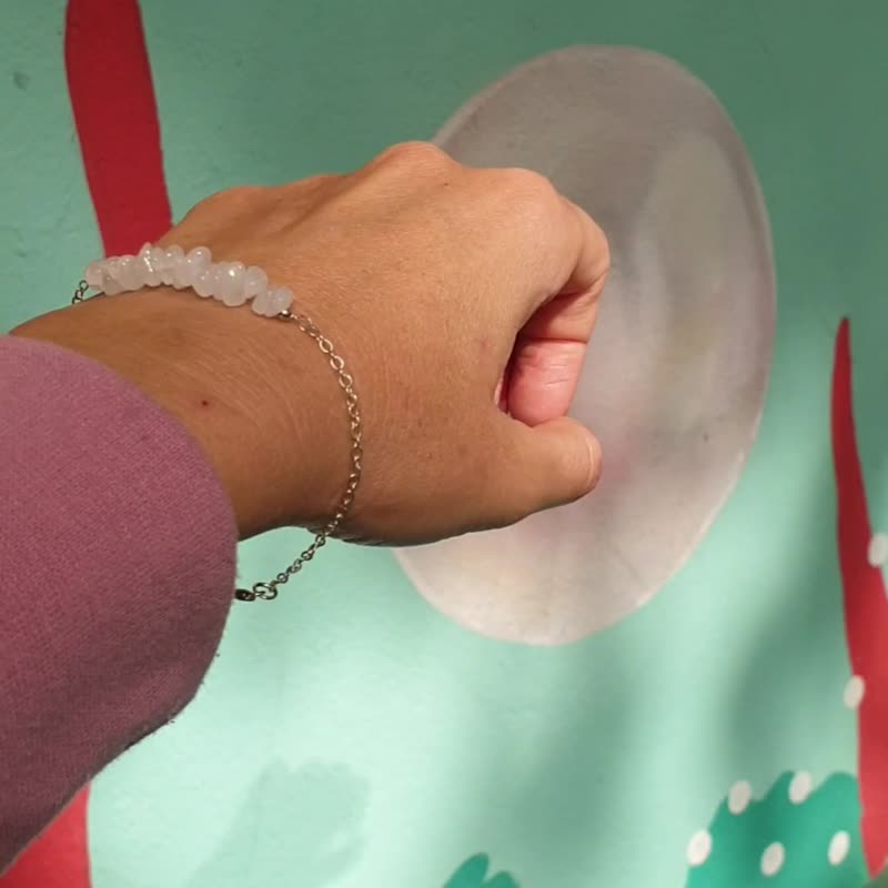 White Agate Bracelet, 925 Silver, boho, Virgo birth crystal, Christmas gift - 手鍊/手環 - 寶石 白色