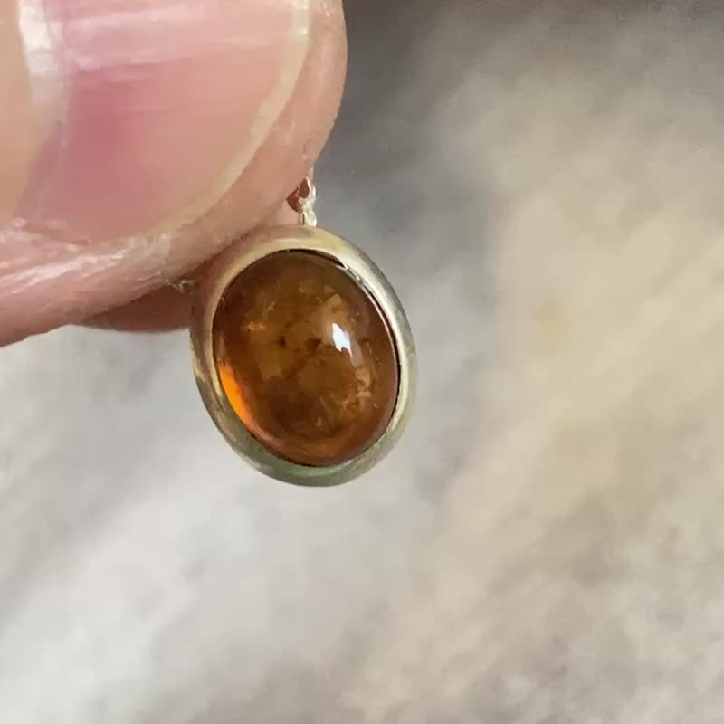 天然 焦糖色 碧璽 鎖骨墜 項鍊 尼泊爾製 925純銀 - 項鍊 - 半寶石 藍色