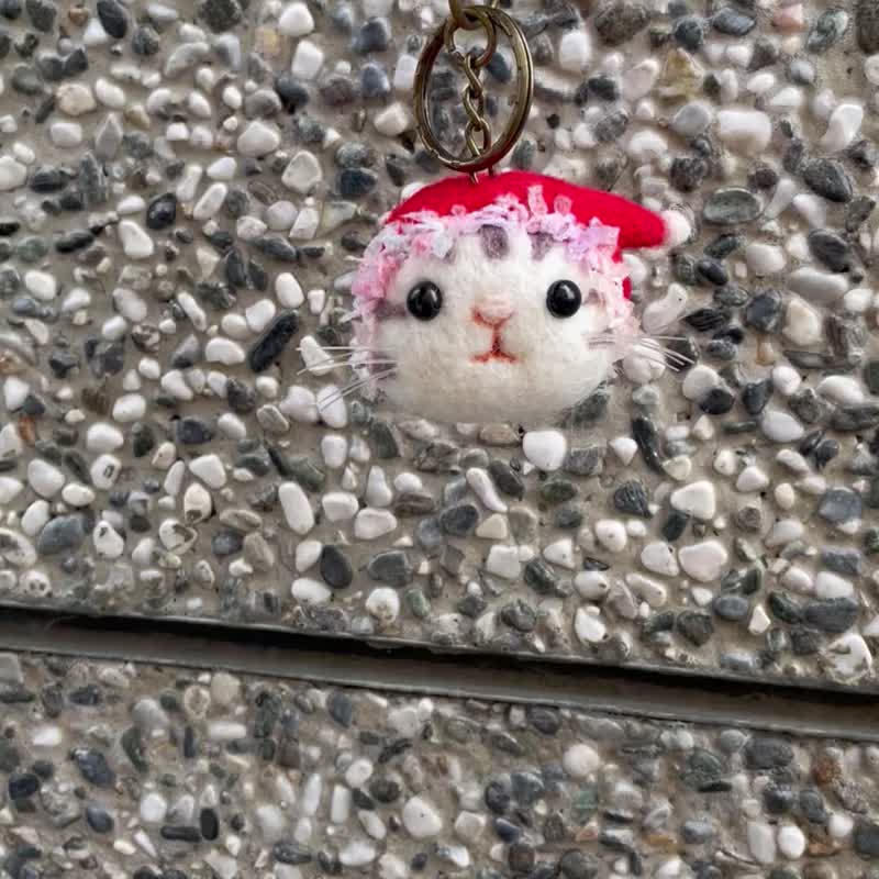 聖誕節 小紅帽貓咪 吊飾 聖誕禮物 - 鑰匙圈/鎖匙扣 - 羊毛 