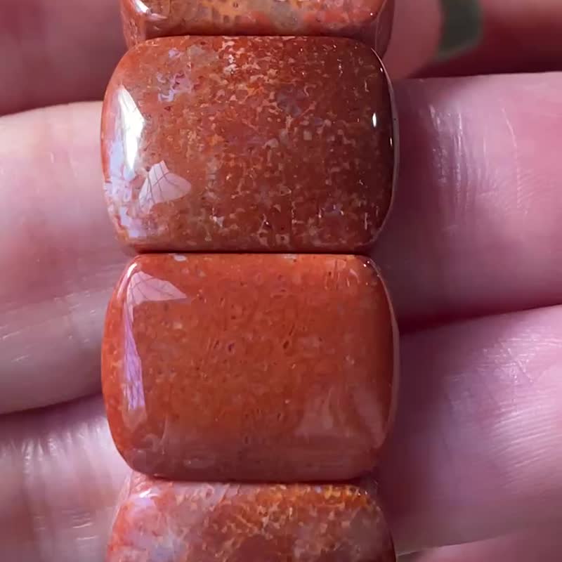 全紅色珊瑚玉手牌 - 手鍊/手環 - 貝殼 紅色