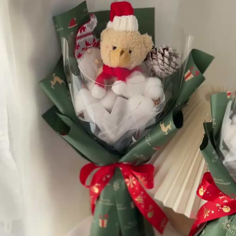 [Must-have for Christmas gifts] 2023 Christmas limited bear bouquet Christmas gift - Dried Flowers & Bouquets - Plants & Flowers 