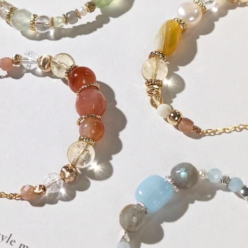 生命靈數11號開運手鍊 | 拉長石×天然石 | 銀色靈性能量與直覺象 - 手鍊/手環 - 半寶石 銀色