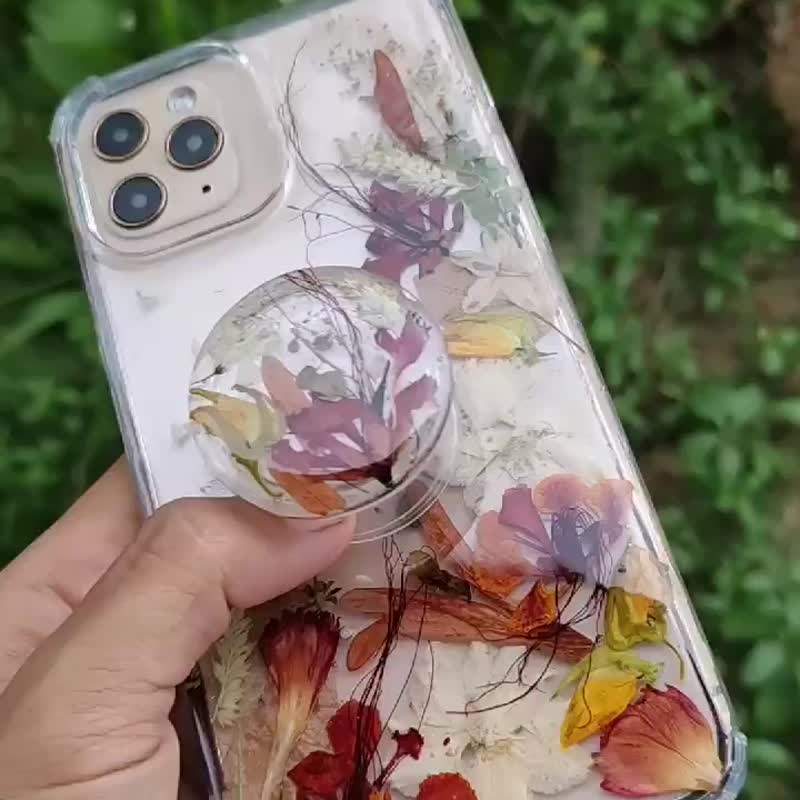 Autumn in my heart pressed flower phonecase - Phone Cases - Resin 