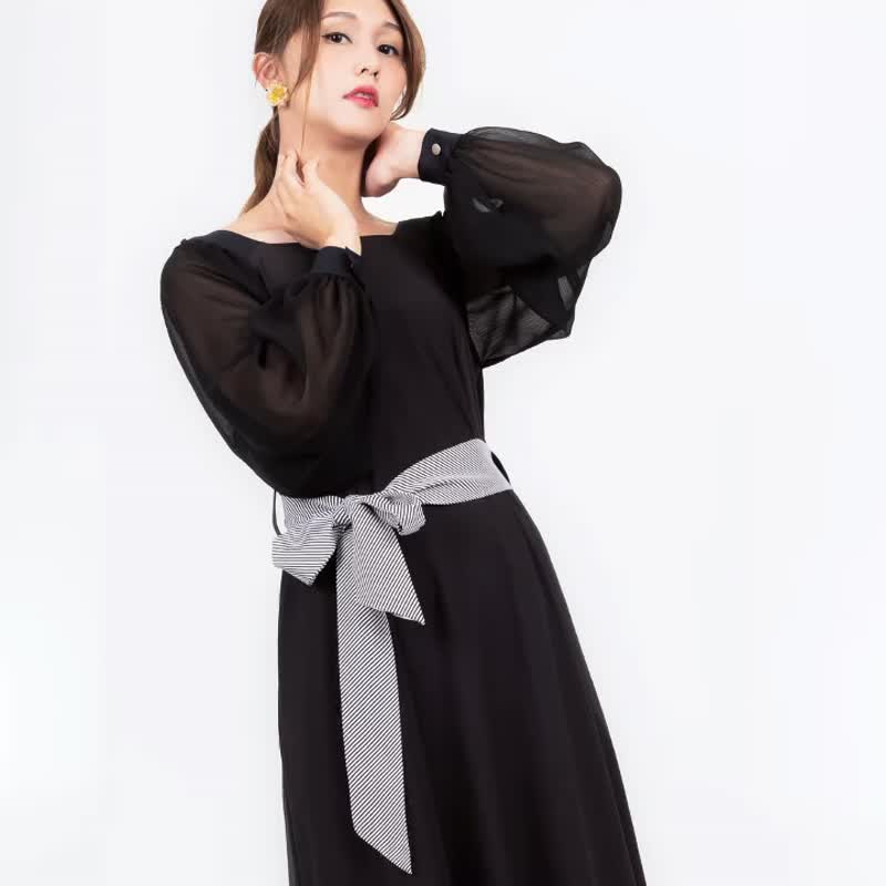 浪漫宮廷復古洋裝 - 黑 - 洋裝/連身裙 - 聚酯纖維 黑色
