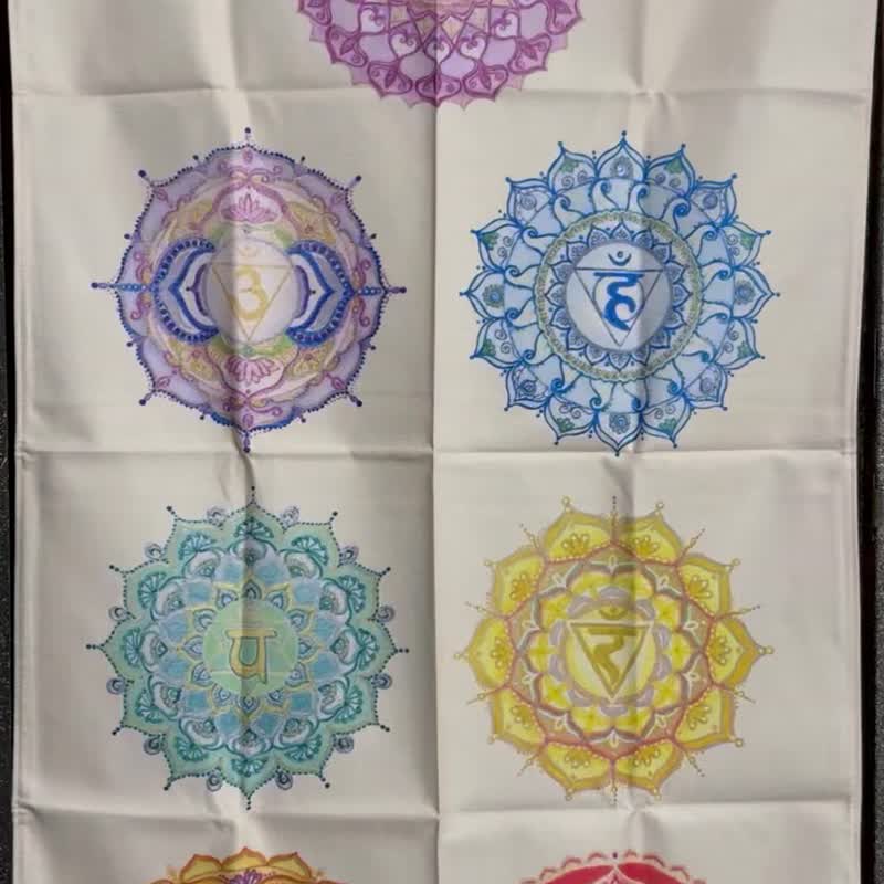 Exclusive creation of positive energy totem Art selected award Joy Zen Seven Chakra Mandala Art Feng Shui Door Curtain - Doorway Curtains & Door Signs - Cotton & Hemp Multicolor
