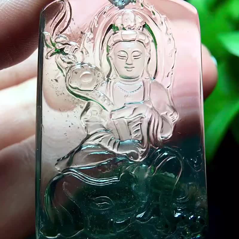 十二生肖八大守護神普賢菩薩—屬蛇人本命佛極品天然綠幽靈 - 吊飾/掛飾 - 水晶