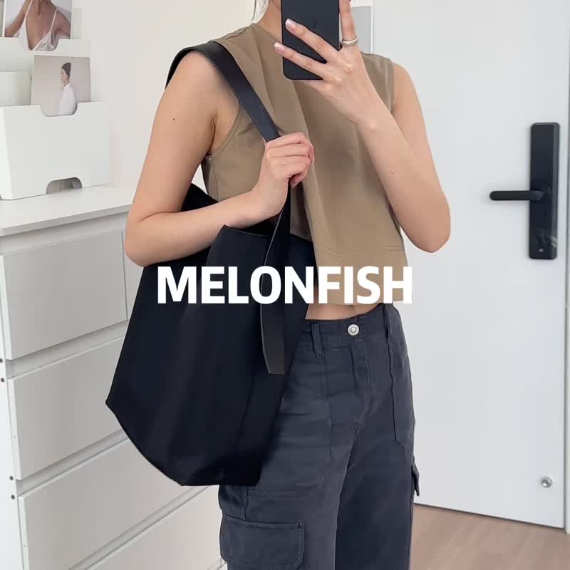 MELONFISH black nylon bucket bag - Messenger Bags & Sling Bags - Nylon 