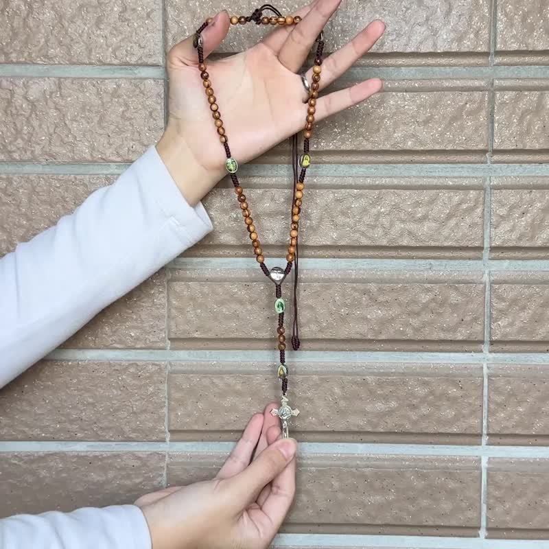 Imported from Israel Rosary Beads Necklace (Olive Wood 5mm) Mary Holy Medal Jesus Cross 8230504 - Necklaces - Wood Multicolor