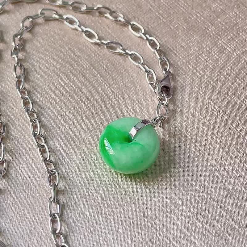 Floating Green Jade Necklace - Necklaces - Precious Metals 