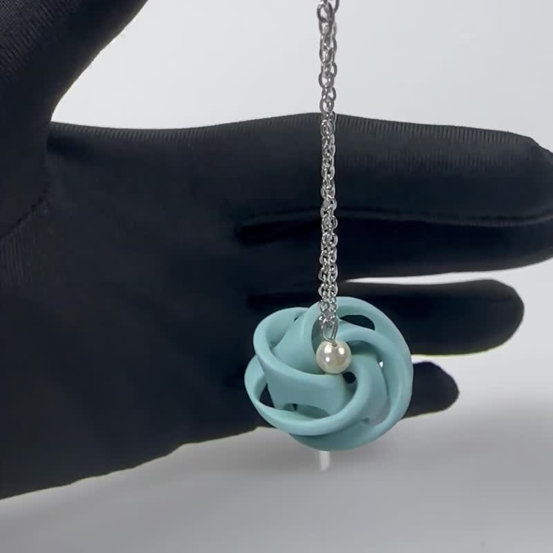 3D印刷セラミックネックレス可動パールクリスタルステンレススチールチェーン_ 交融 / 男女兼用 - ネックレス - 磁器 レッド