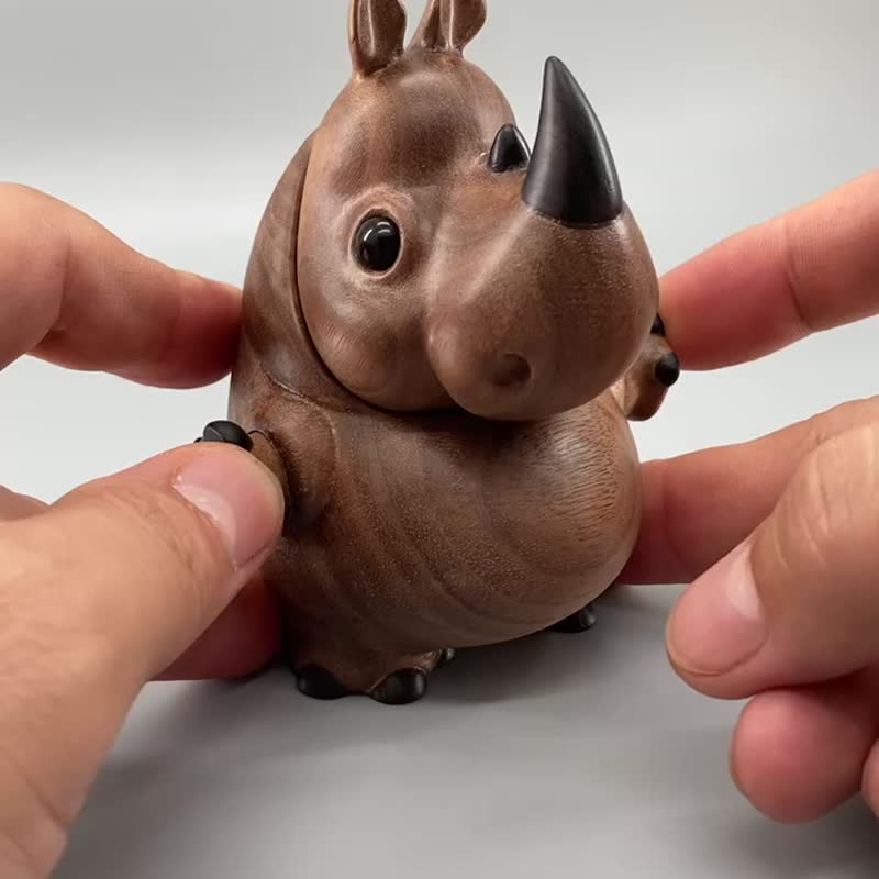 木製 犀牛 聖誕節禮物 - 玩偶/公仔 - 木頭 咖啡色
