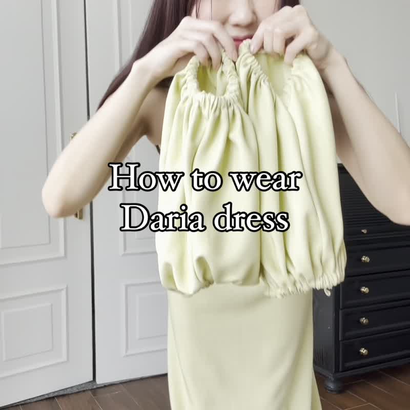 掛脖連衣裙 淺綠色 - 連身裙 - 聚酯纖維 黃色