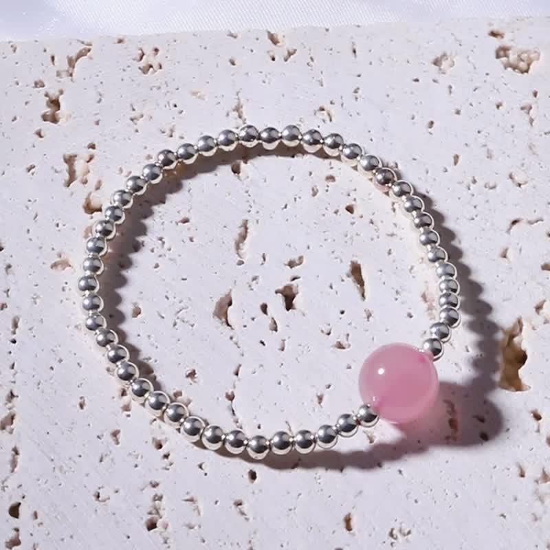 Decompression Planet | The finest natural horse powder crystal bracelet | S925 sterling silver beads | Handmade in bulk - Bracelets - Crystal Pink