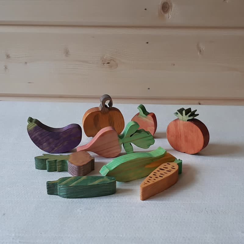 Wooden food Set 9 Wooden vegetables toy Vegetables for kids Montessori toy - Kids' Toys - Wood Multicolor