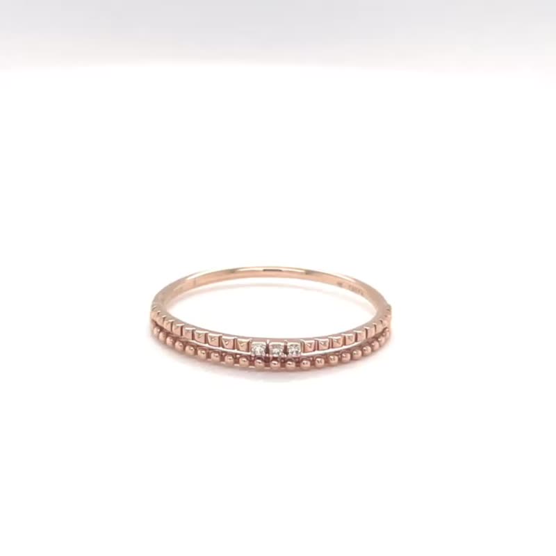 Double row ball design diamond wire ring - General Rings - Rose Gold 