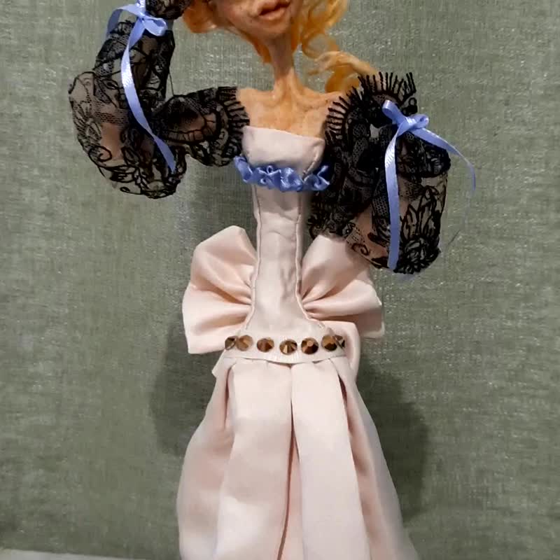 Art doll OOAK, Queen statuette, interior doll - Stuffed Dolls & Figurines - Plastic Orange