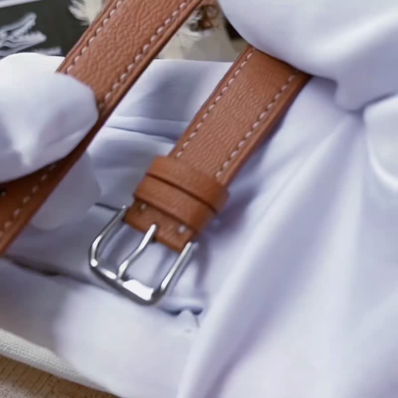 ハンドメイドのフランス産ヤギ革の時計ストラップ - 腕時計ベルト - 革 多色