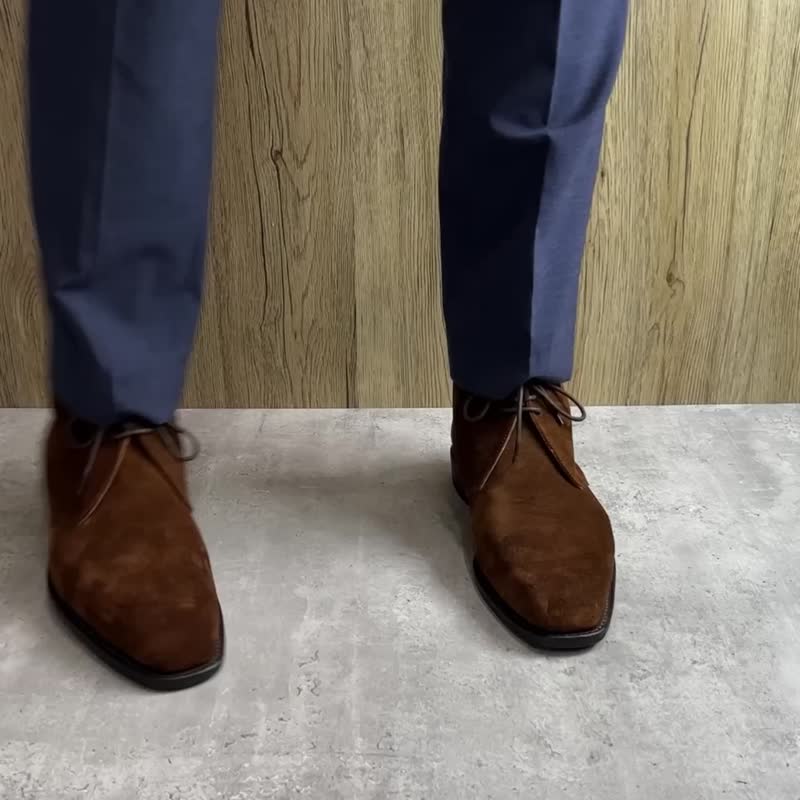 Handmade Goodyear Welt Chukka Boots Bespoke Customize - Men's Boots - Genuine Leather Orange