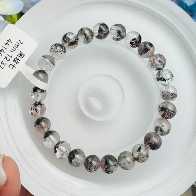 天然招財半盆黑超七7mm12.37g三輪骨幹水晶避邪防小人防負面 - 手鍊/手環 - 水晶 黑色
