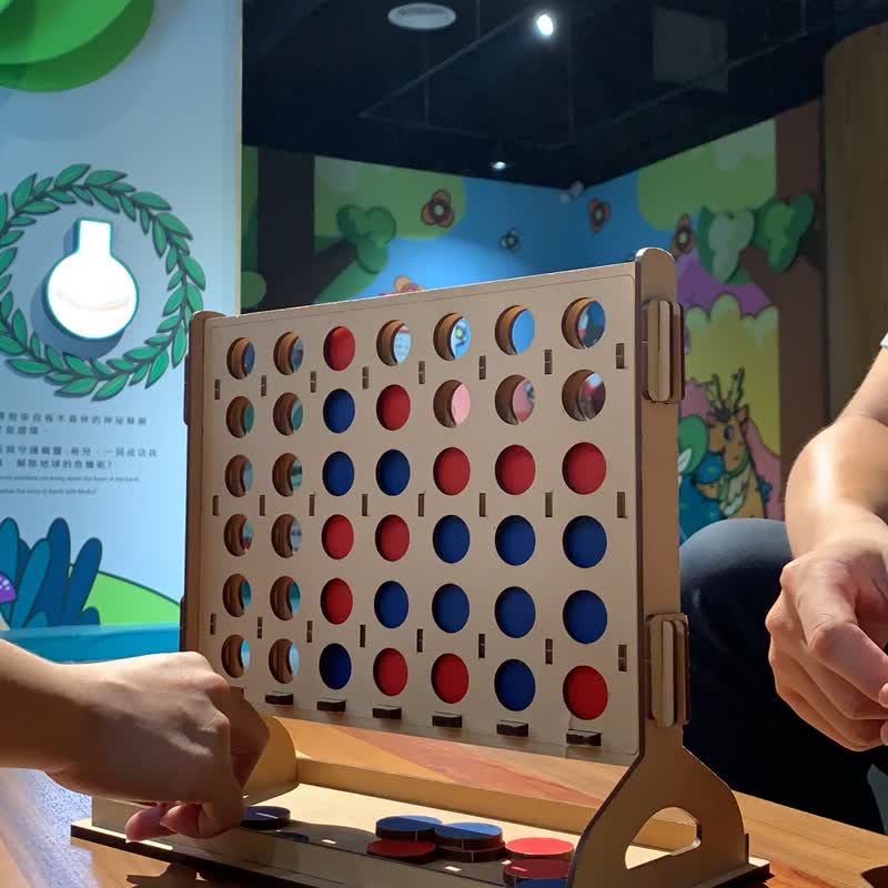 [Handmade DIY] Screen four-bang board game battle puzzle game wooden toy - Wood, Bamboo & Paper - Wood Brown