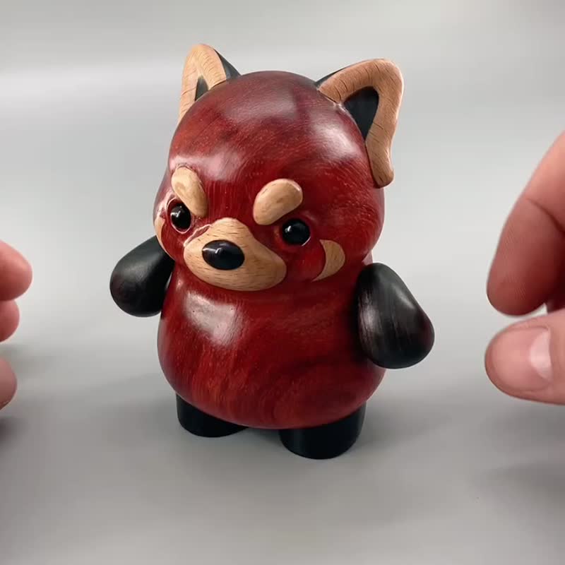 木製 小熊貓 聖誕節禮物 - 玩偶/公仔 - 木頭 紅色