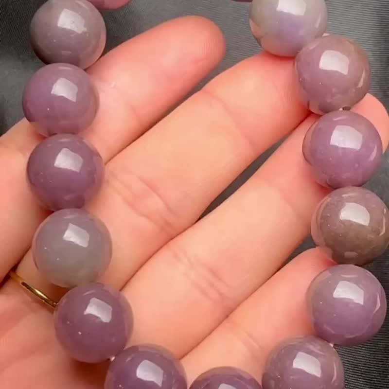 翡翠天然翡翠 A玉 玉珠 玉鏈手鏈頸鏈 • 梅花翡翠手串 - 手鍊/手環 - 玉石 紫色