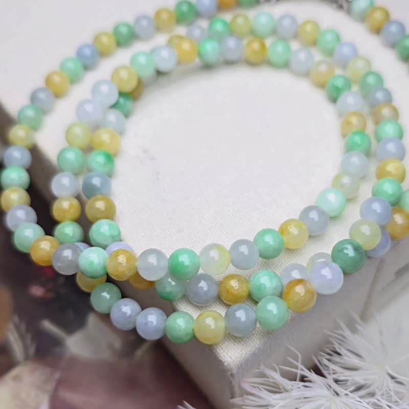 招財•好運|馬卡龍多寶珠|緬甸A貨翡翠珠串項鍊長鏈 - 項鍊 - 玉石