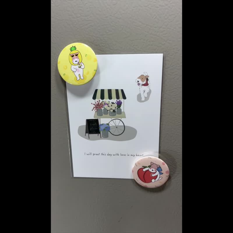 Wirefoxterrier Magnet Badge 44mm  Pineapple Terrier Yellew - Badges & Pins - Other Metals Yellow