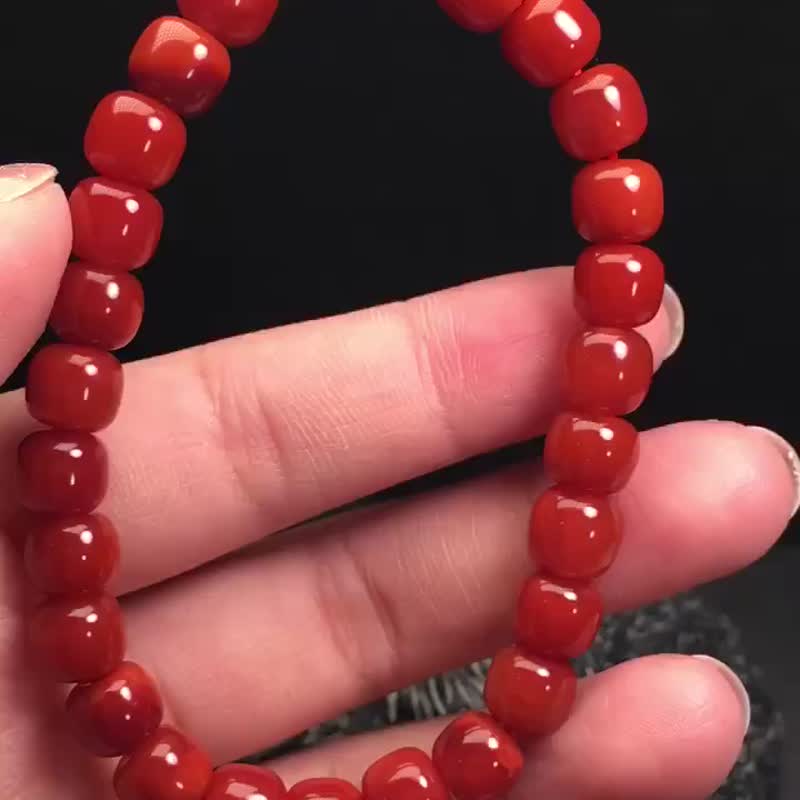 精品四川南紅老型手鏈 瓦西料 顏色豔麗 晶體干淨 - 手鍊/手環 - 水晶