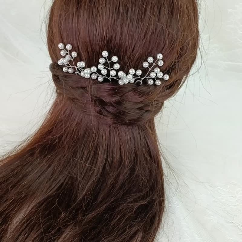 Pearl bridal wedding hair pins Wedding hair clip Bride Hair Clip - 髮圈/髮夾 - 珍珠 