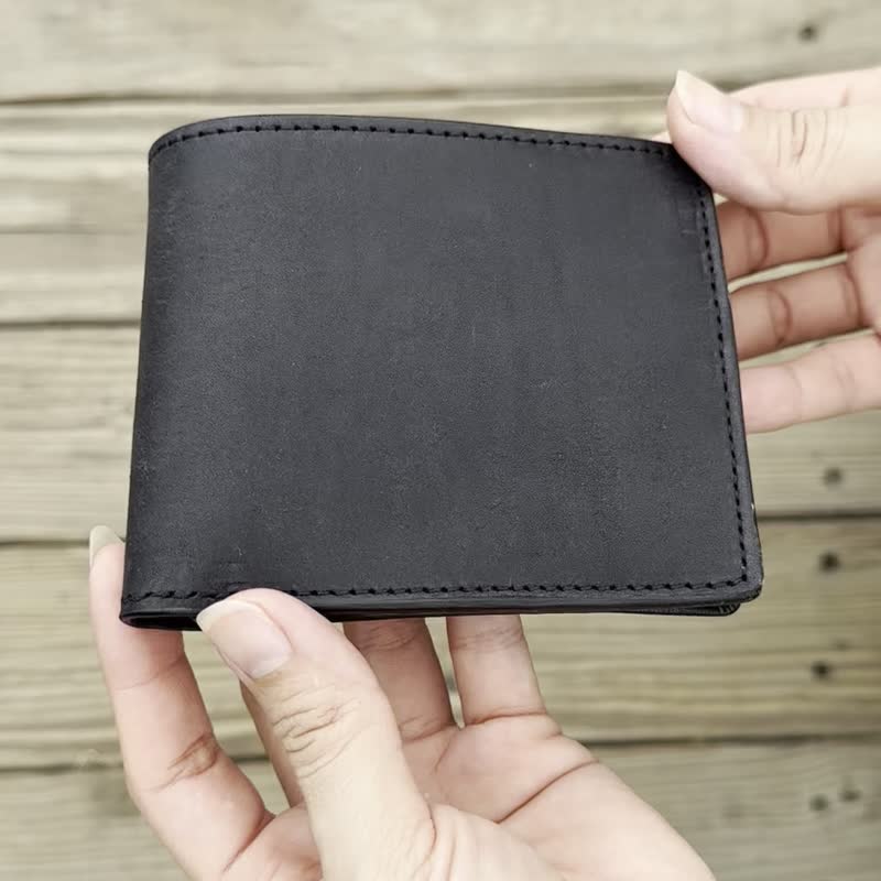 【名入れ】イタリアンヌバックレザーショートフリップウォレット/卒業シーズンに選べる5色財布 - 財布 - 革 ブラック