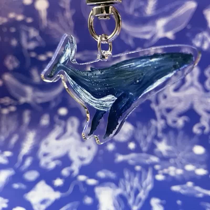 Hump ​​Whale Stress Charm Watercolor Hand Drawn Style - Keychains - Acrylic 