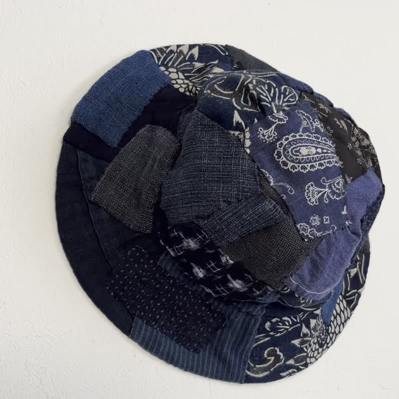 Loose patchwork hat hat-008 - หมวก - ผ้าฝ้าย/ผ้าลินิน 