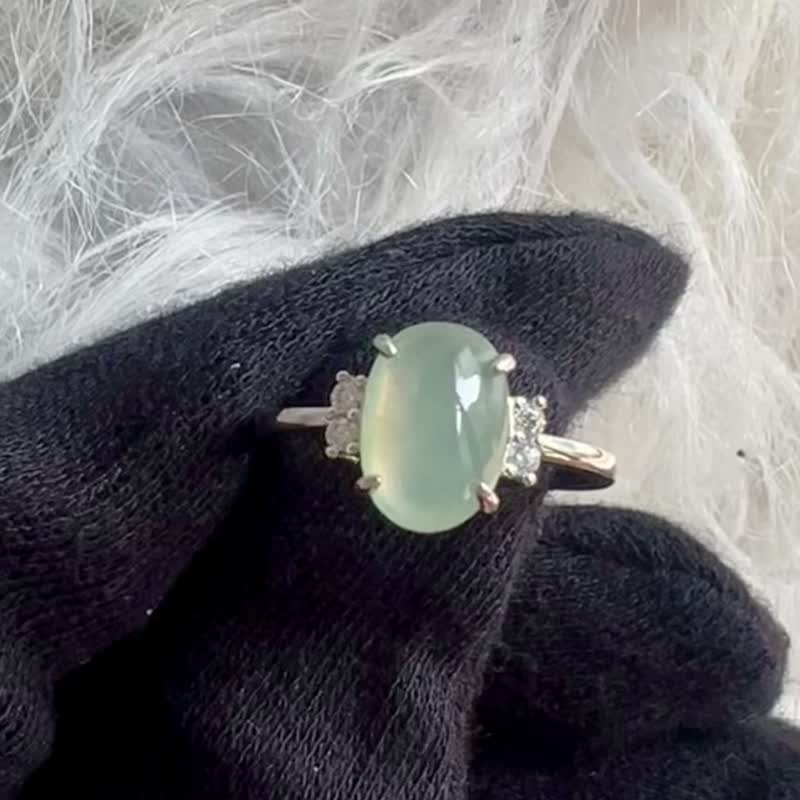 Light Jewelry | Jade Jade Ring | Natural Grade A | Egg Face 925 Silver| Adjustable Ring Girth - General Rings - Stone Green