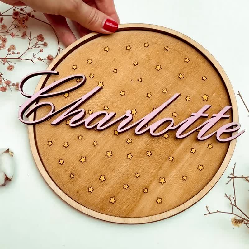 Personalized Wooden Nursery Sign – Custom Name Hand Painted Wood Baby Room Decor - 兒童家具 - 木頭
