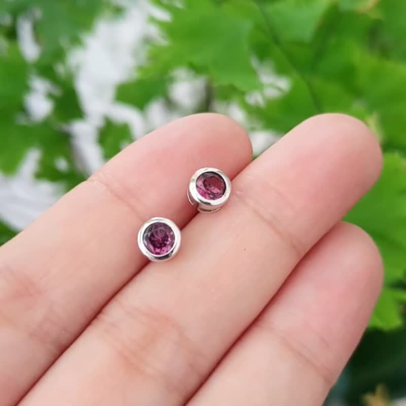 Rose | Rose Stone/925 Sterling Silver | Natural Gemstone Earrings - Earrings & Clip-ons - Gemstone Purple