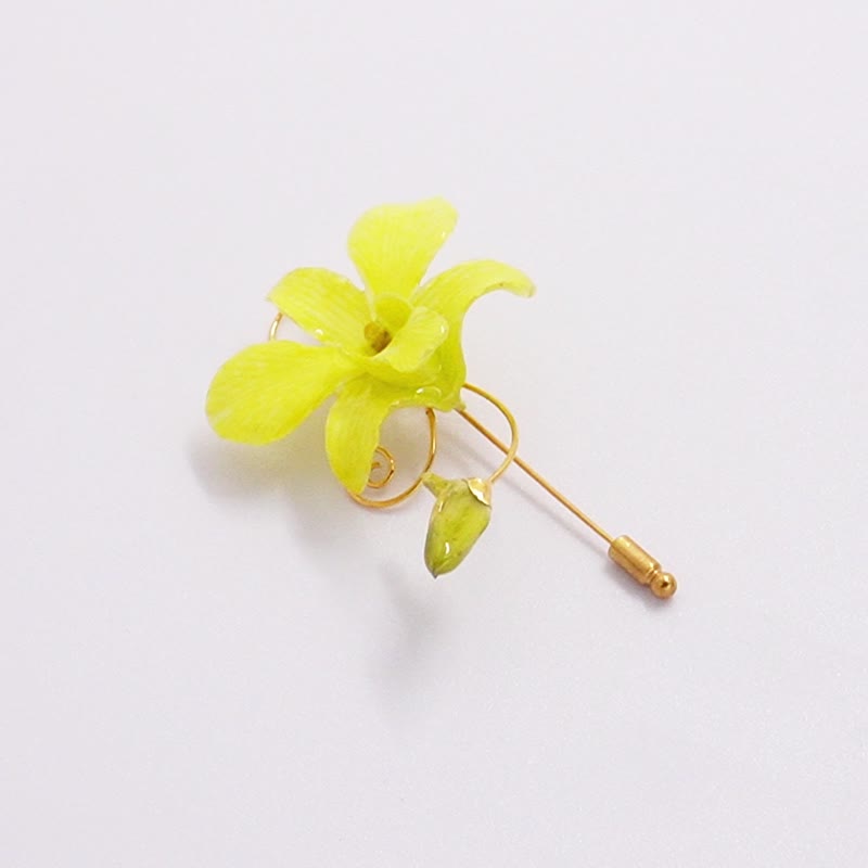 Dendrobium Orchid Party 4 Stickpin (Lime) - Badges & Pins - Plants & Flowers Green