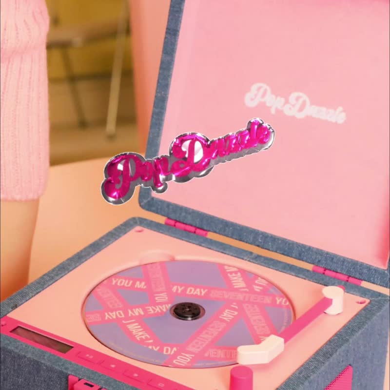 PopDazzle スーツケース型CD Bluetoothオールインワンプレーヤー - ガジェット - 木製 ピンク